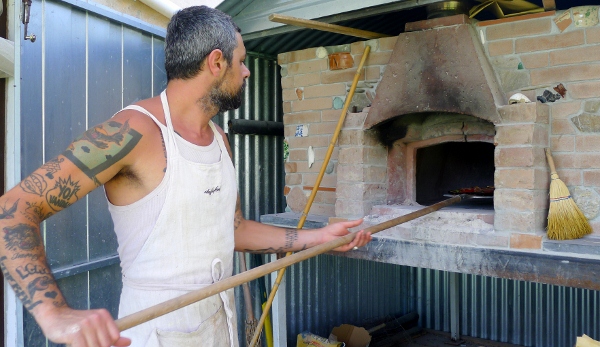 making pizza at a Tuscan farm
