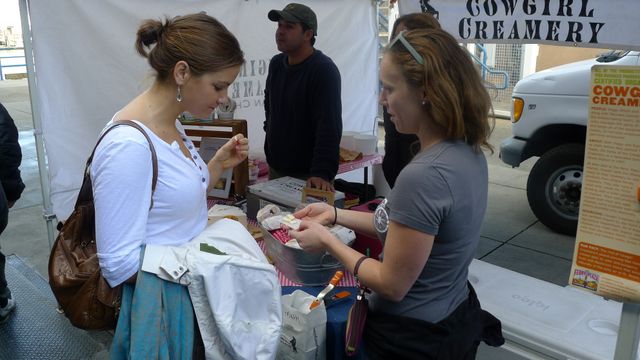 Tasting all the treats at the Ferry Plaza Farmers Market with Peyton