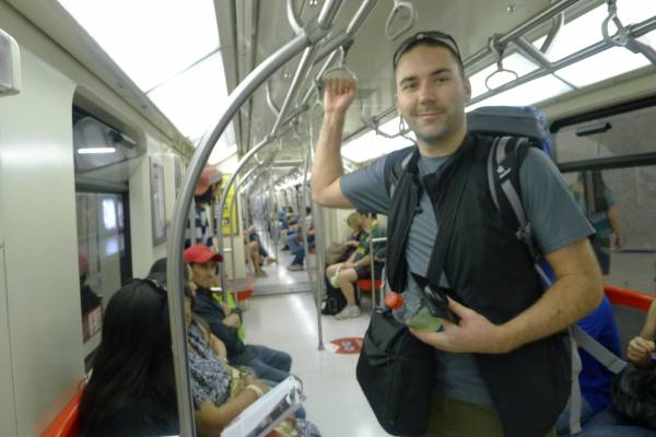 Tony on the Santiago Metro