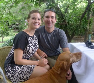 Relaxing in my sundress on a hot day in Buenos Aires with Tony and our pooch friend!