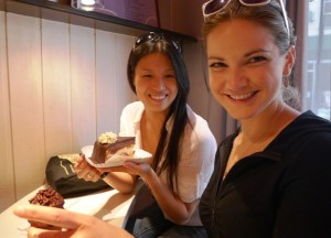 Enjoying Paris' famous pastries with Edna