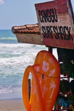 Surfing in Bali at 66 beach