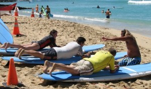 Learning to surf in bali