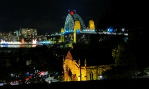 Lights on Sydney harbor bridge