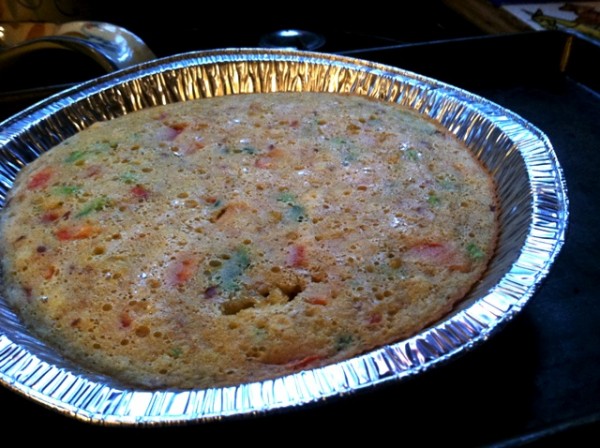 Chicken Tamale Pie ready for toppings